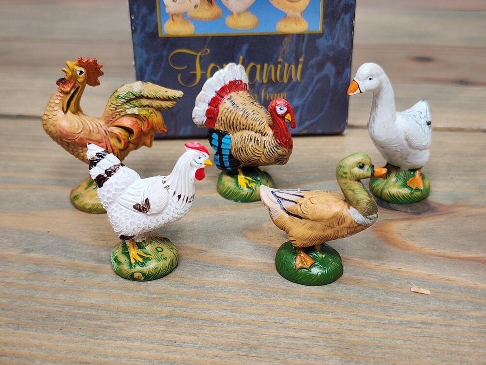 Fontanini, Bethlehem birds 5 pc. set NIB, #51516, chickens, duck, goose, turkey